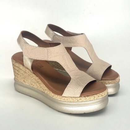 Sandalias de cuña negras de piel para mujer BELLAGIO