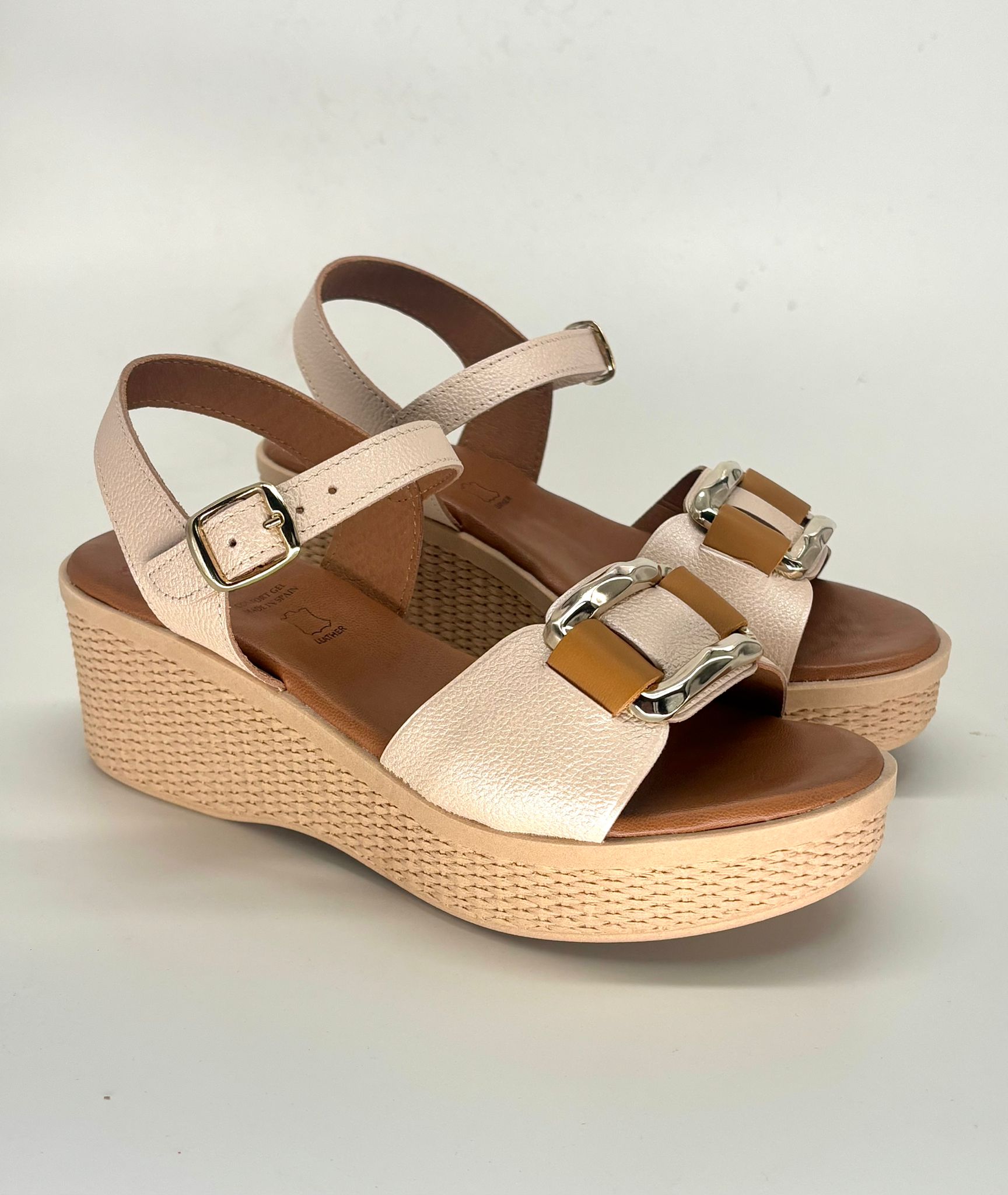 Sandalias de cuña marrones de piel para mujer BERGAMO - Imagen 10