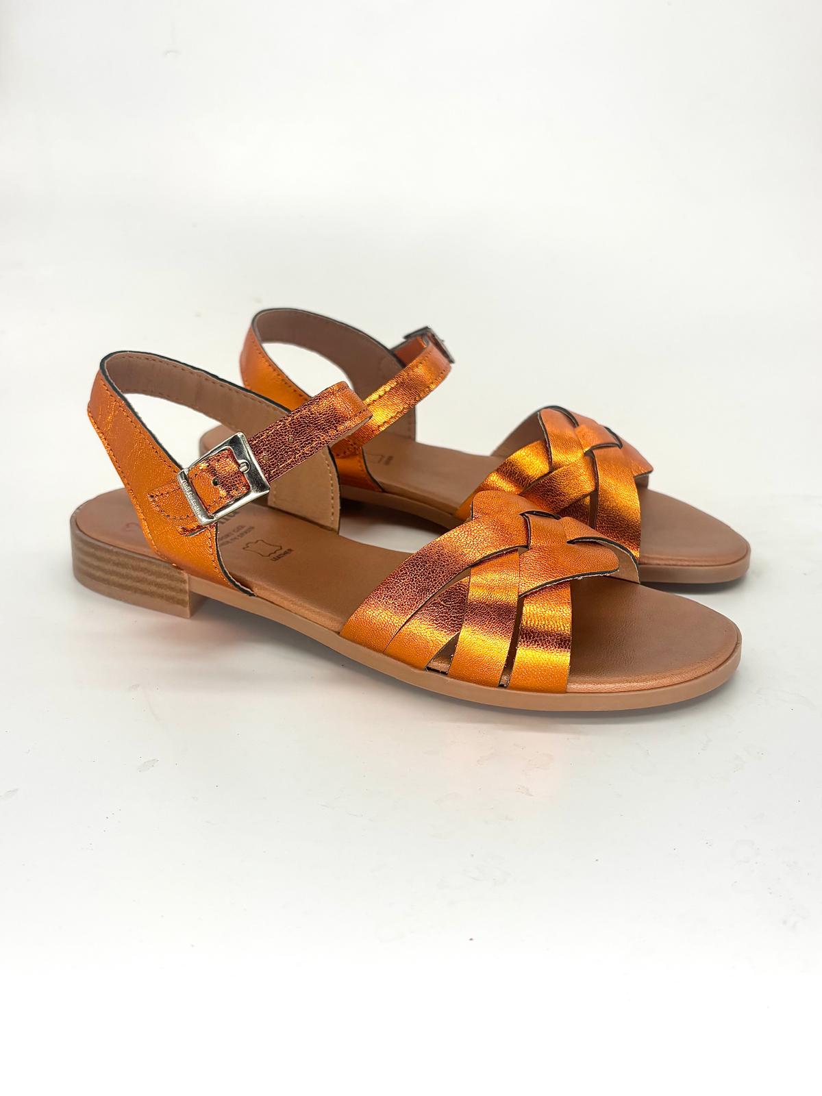 Sandalias planas elegantes de piel para mujer FIRENZE