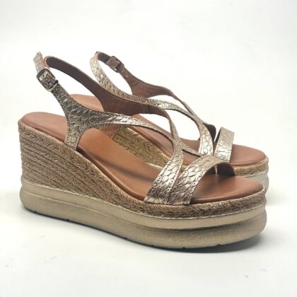 Sandalias de cuña alta Livorno en platino
