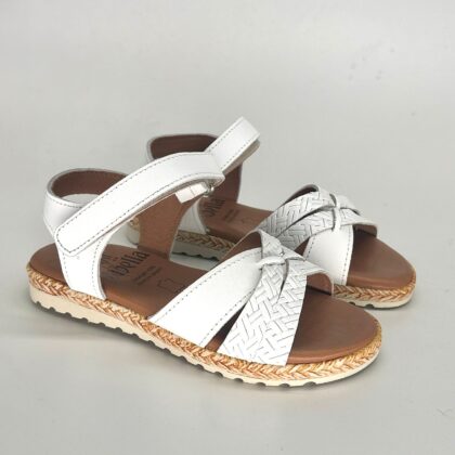 Sandalias planas de color blanco en piel para mujer LUCCA