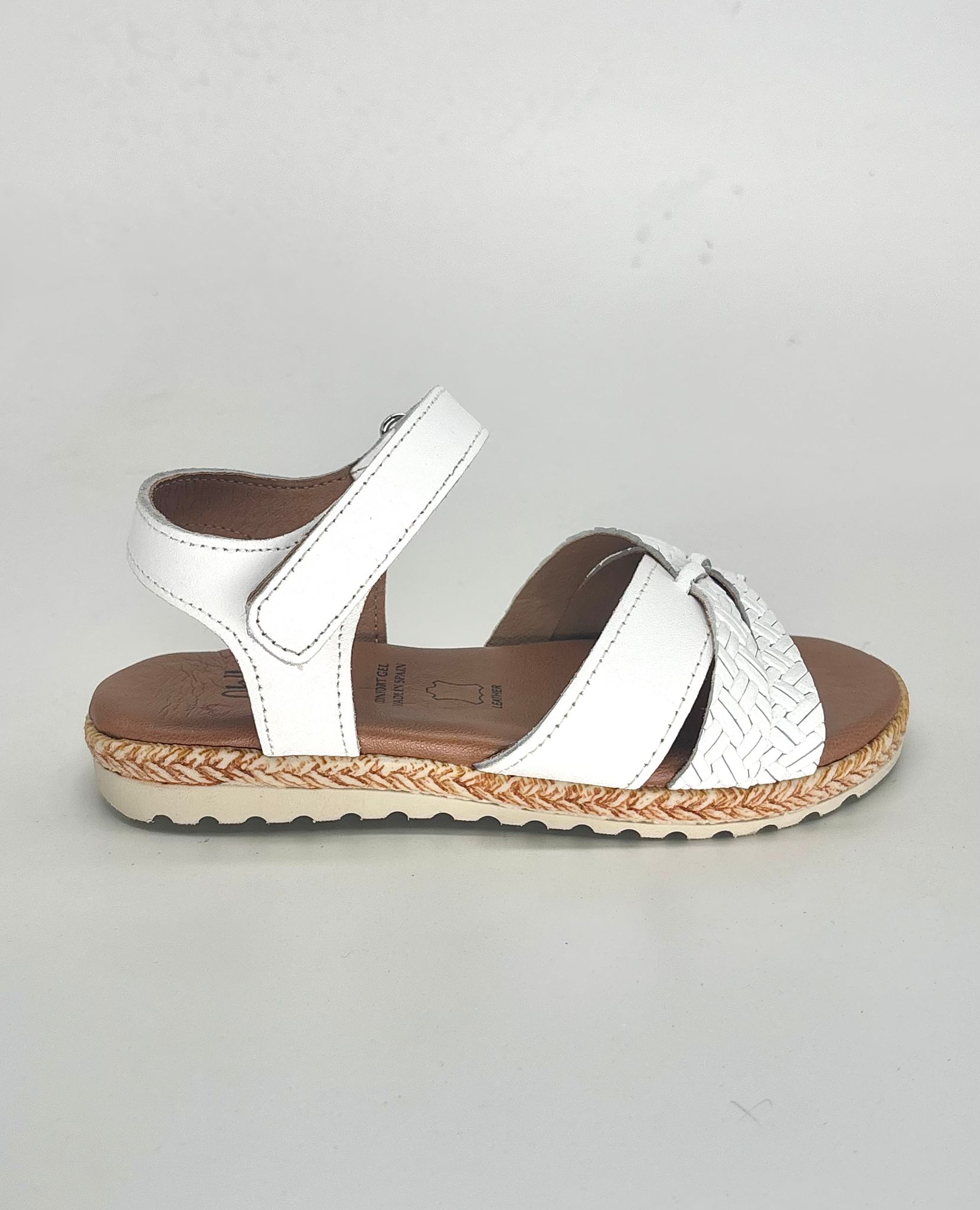 Sandalias planas de color blanco en piel para mujer LUCCA - Imagen 5