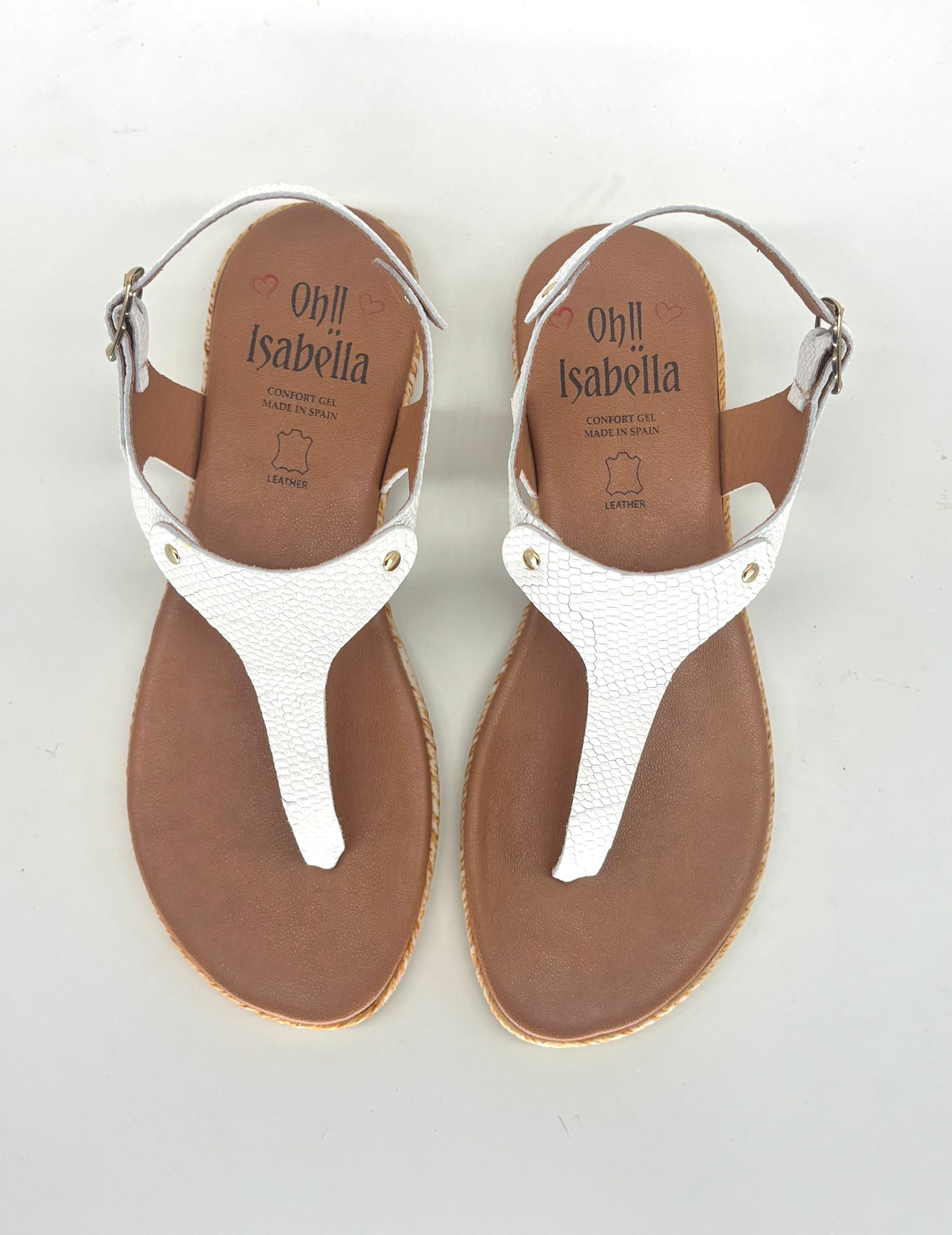Sandalias blancas planas de piel para mujer ROMA - Imagen 6