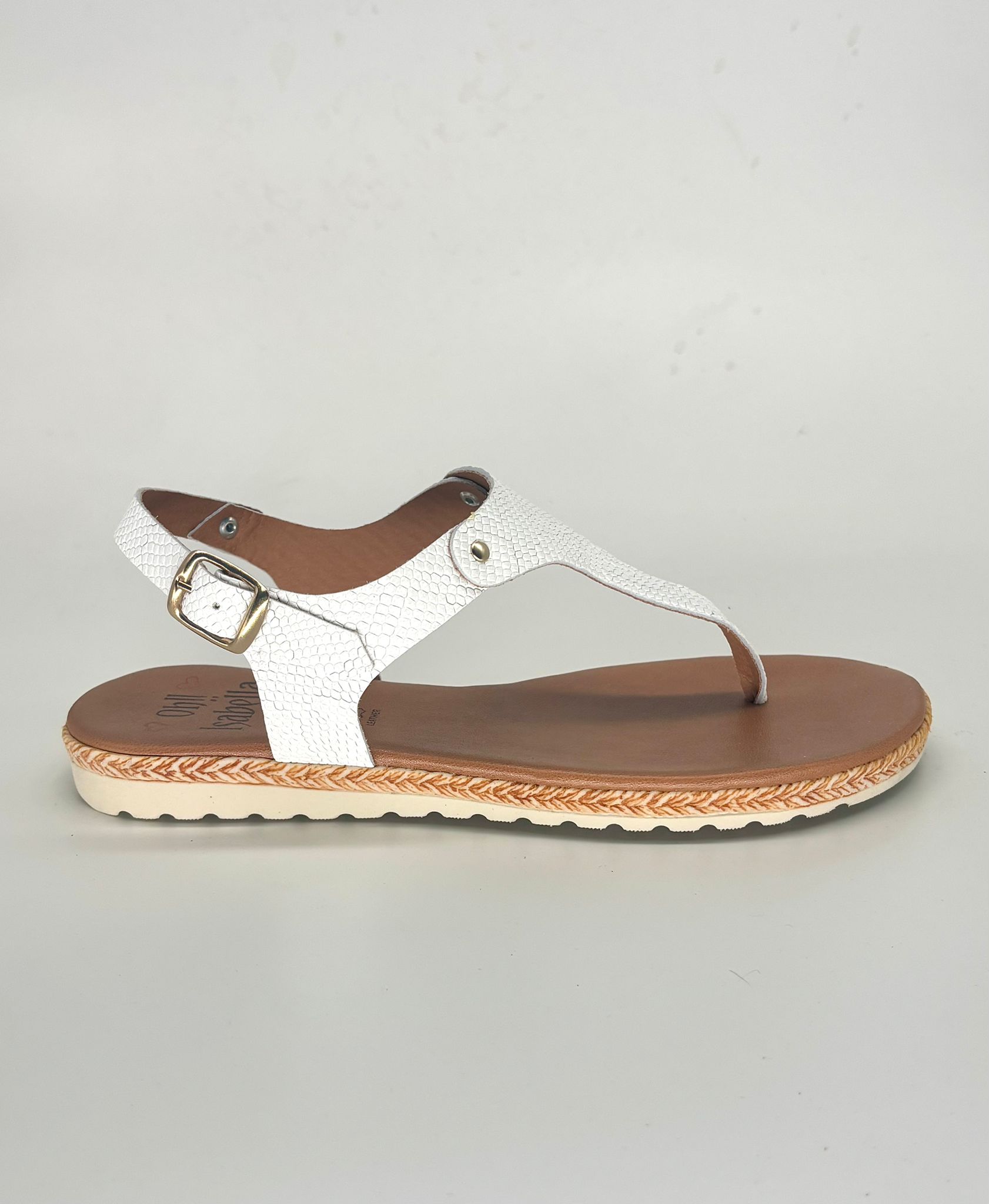Sandalias blancas planas de piel para mujer ROMA - Imagen 5