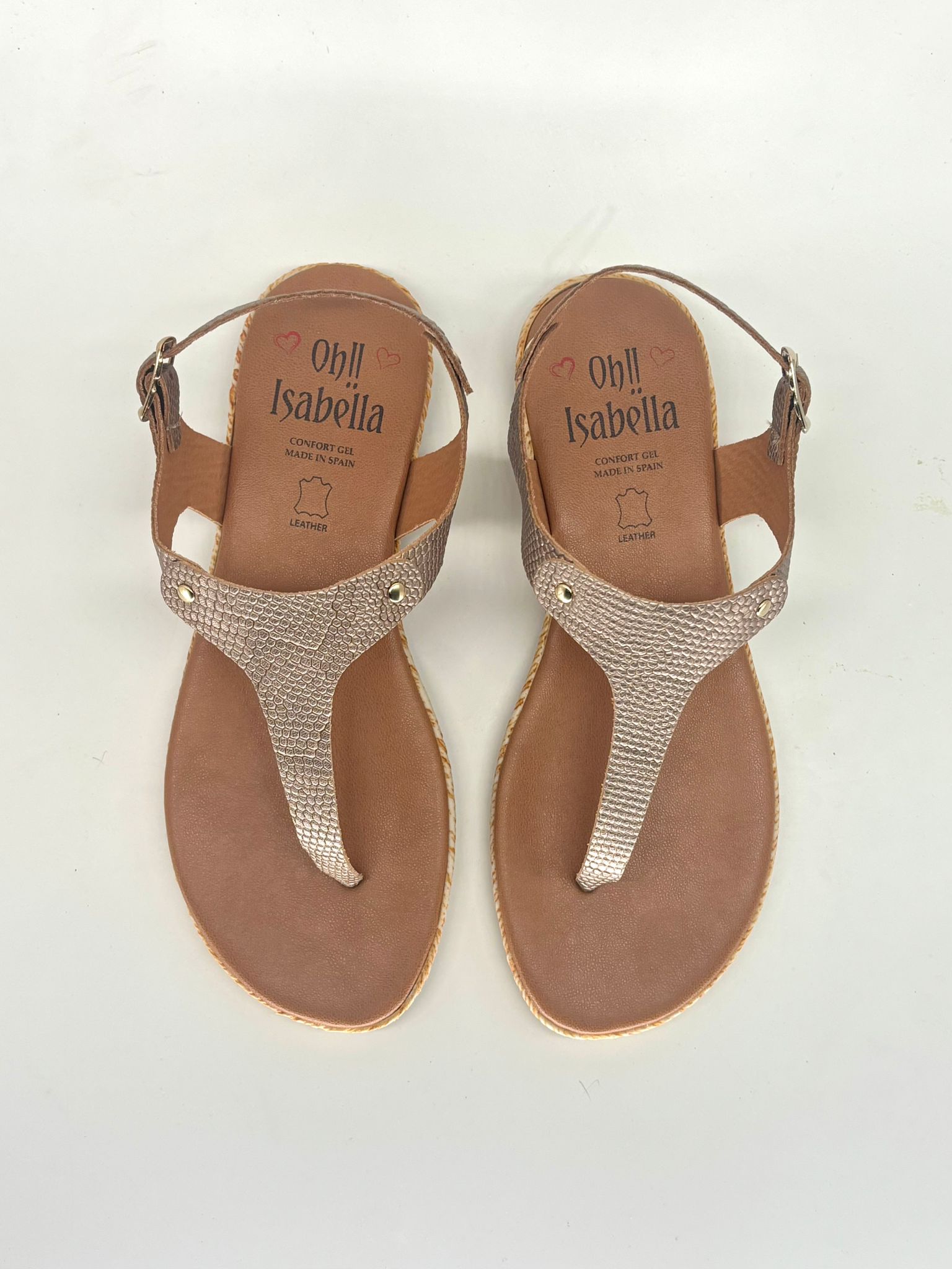 Sandalias blancas planas de piel para mujer ROMA - Imagen 3
