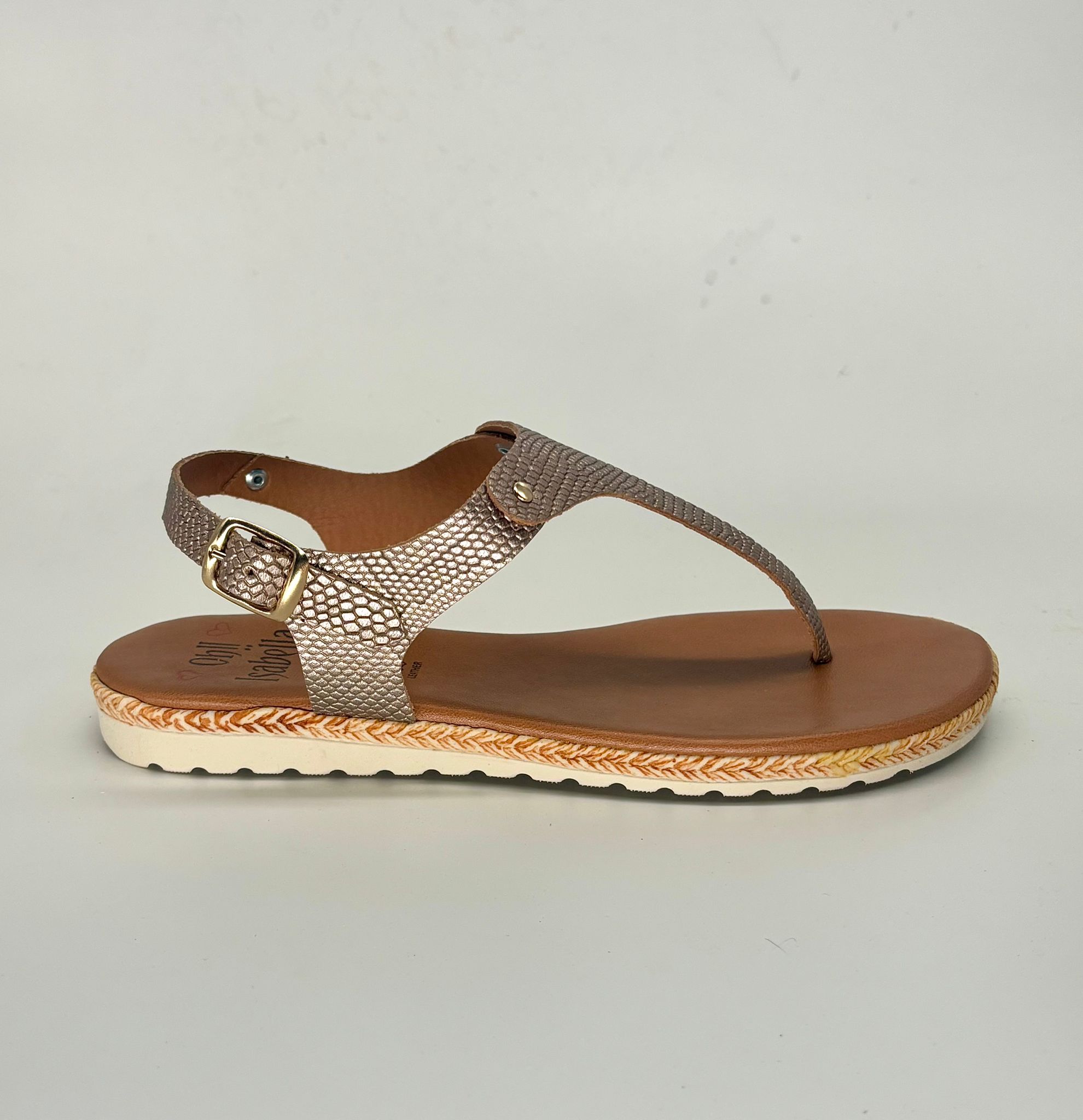 Sandalias blancas planas de piel para mujer ROMA - Imagen 2