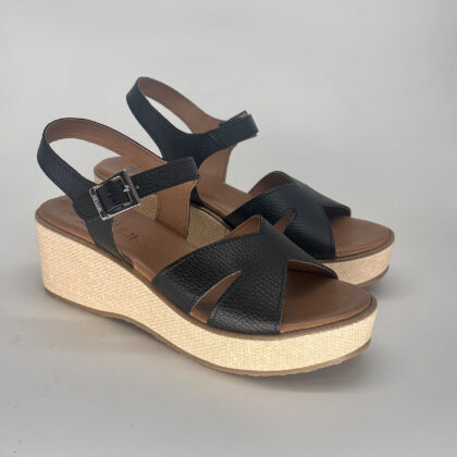 Sandalias negras con cuña media Salerno Plus · Talla 43, 44, 45, 46