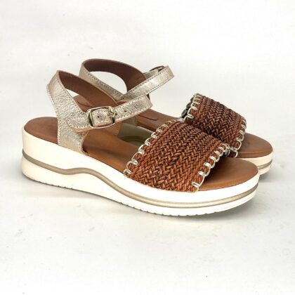 Sandalias de cuña baja de piel para mujer SANREMO