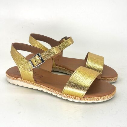 Sandalias doradas planas de piel para mujer SIENA