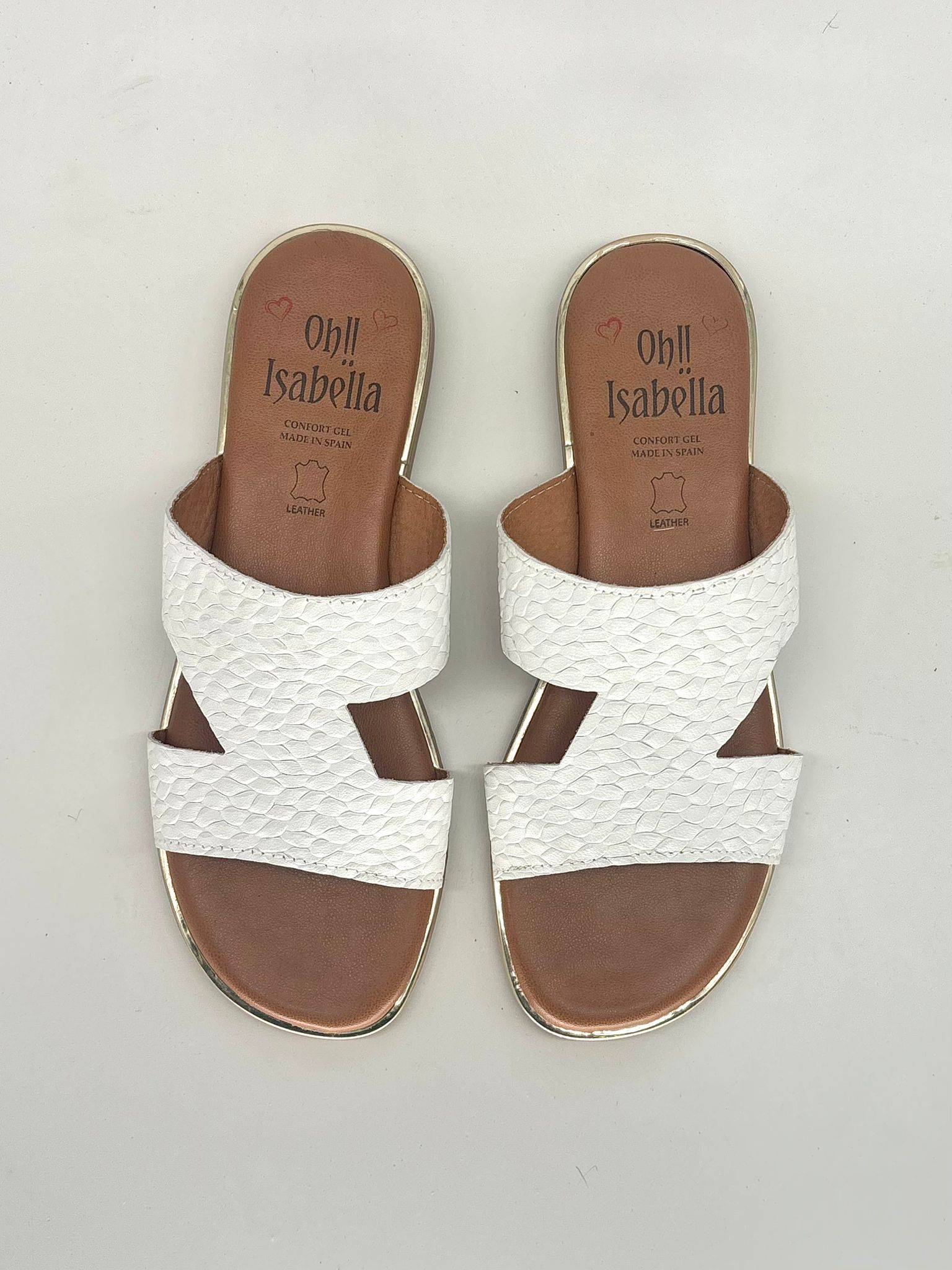 Sandalias planas de piel en color verde, blanco o platino para mujer VERONA - Imagen 8