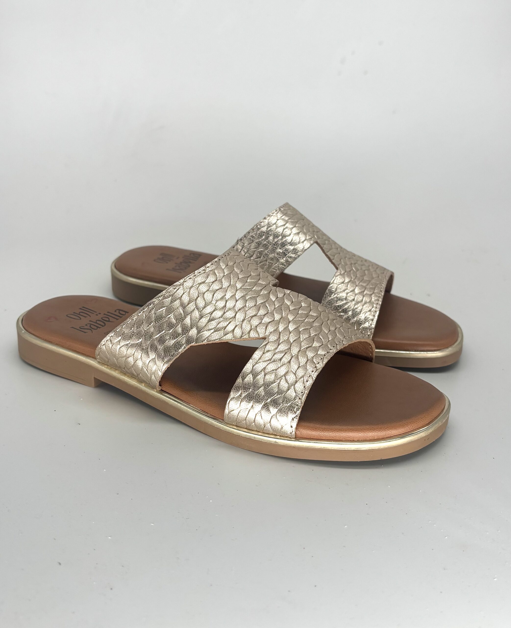 Sandalias planas de piel en color verde, blanco o platino para mujer VERONA - Imagen 7