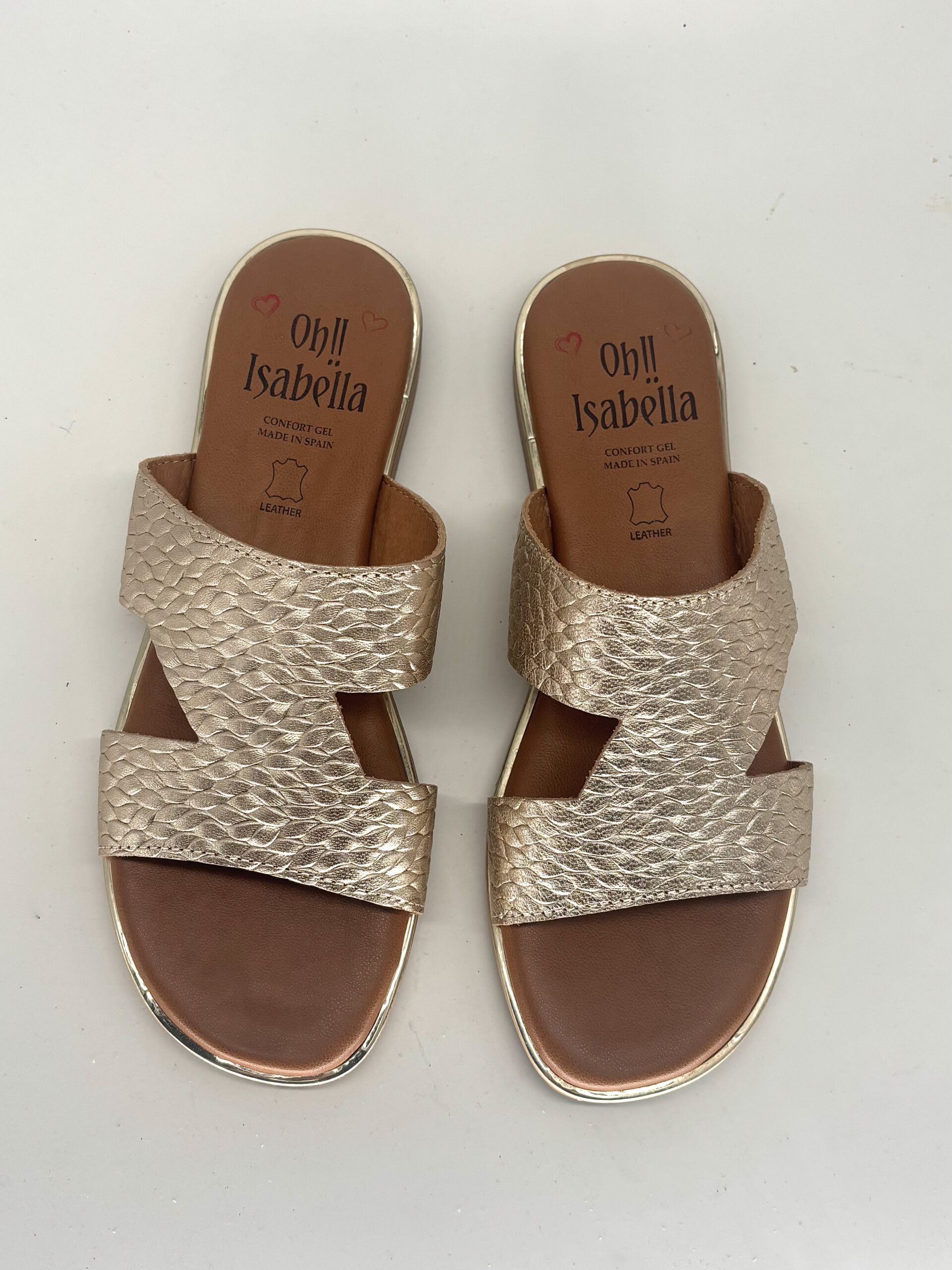 Sandalias planas de piel en color verde, blanco o platino para mujer VERONA - Imagen 6
