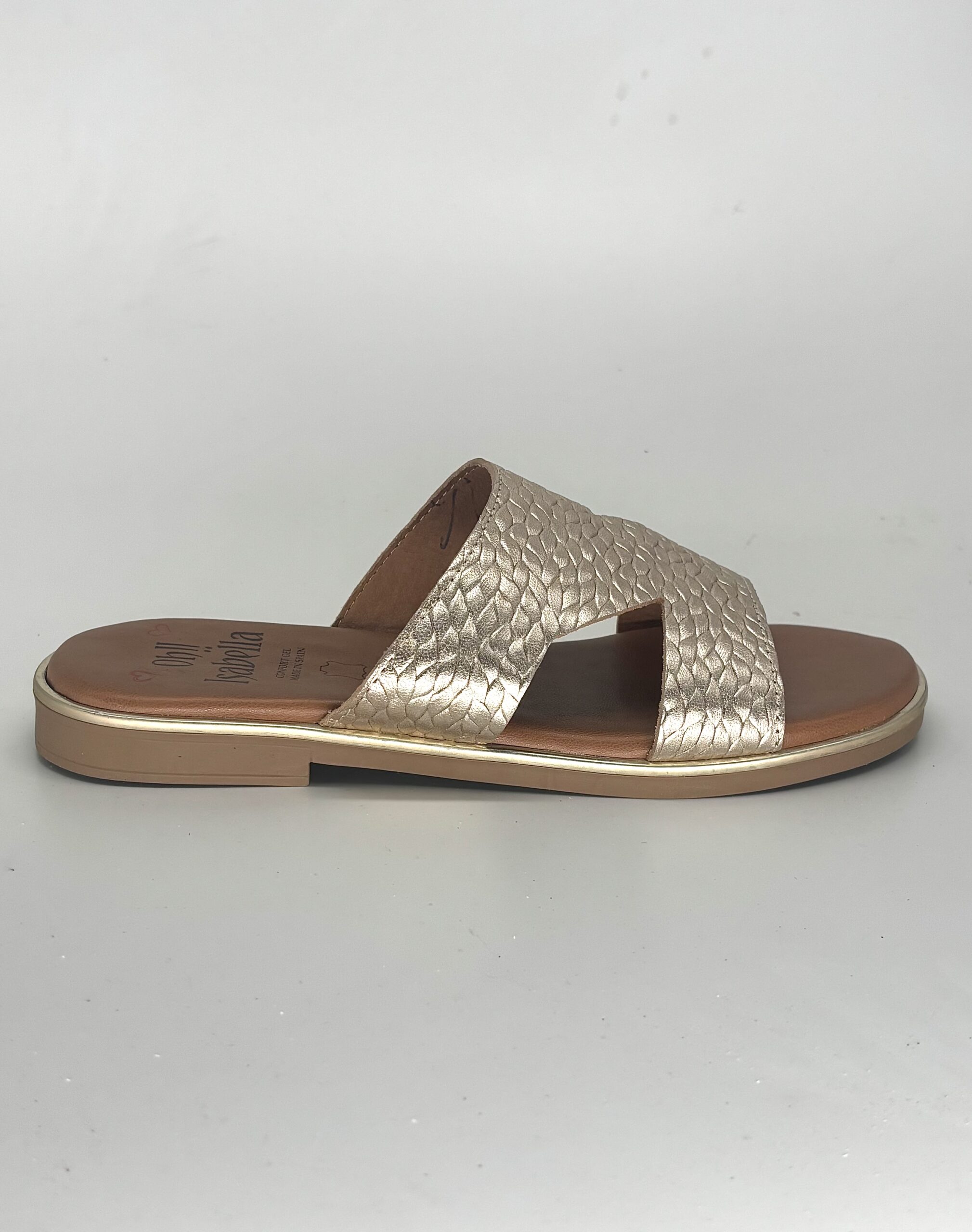 Sandalias planas de piel en color verde, blanco o platino para mujer VERONA - Imagen 5