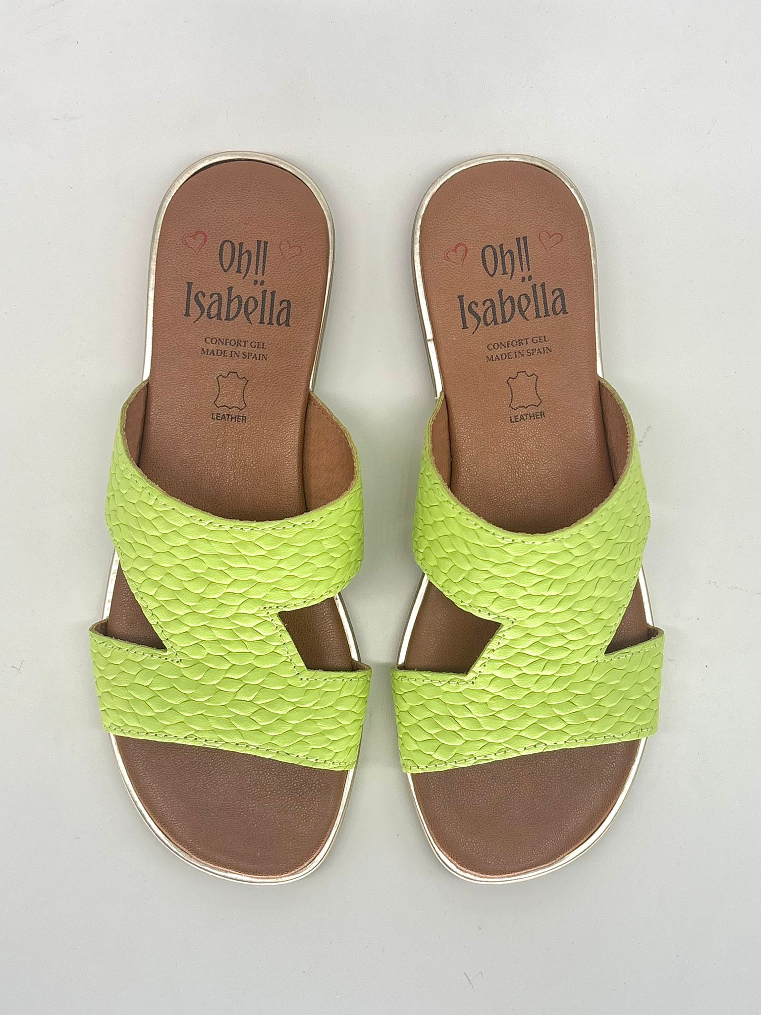 Sandalias planas de piel en color verde para mujer VERONA